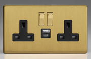 Varilight - Brushed Brass - Black - Screwless - USB Sockets product image