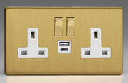 Varilight - Brushed Brass - White - Screwless - USB Sockets product image
