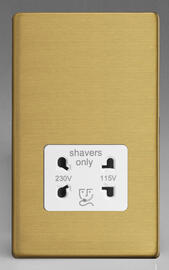 Varilight - Screwless Brushed Brass - White - Dual Voltage Shaver Socket 115/230v product image