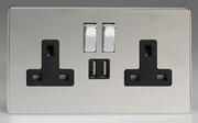 Varilight - Polished Chrome - Black - Screwless - USB Sockets product image 2
