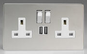Varilight - Polished Chrome - White - Screwless - USB Sockets product image 2