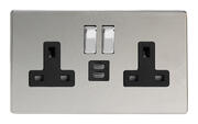 Varilight - Polished Chrome - Black - Screwless - USB Sockets product image 3