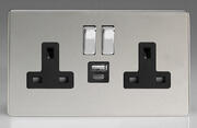 Varilight - Polished Chrome - Black - Screwless - USB Sockets product image
