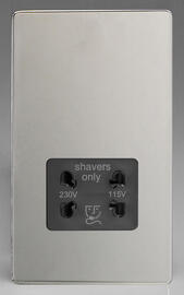 Varilight - Screwless Chrome - Black - Dual Voltage Shaver Socket 115/230v product image
