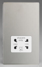 Varilight - Screwless Chrome - White - Dual Voltage Shaver Socket 115/230v product image
