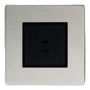 Varilight - Polished Chrome - Black - Screwless - USB Sockets product image 5