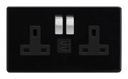 Piano Black - 2 Gang 13A Sockets + 2 x USB outlets product image 3