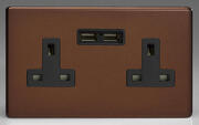 Mocha - Screwless - 2 Gang 13A Unswitched Socket + 2 x USB outlets product image 3
