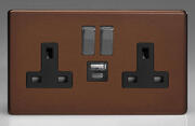 Mocha - Screwless - 2 Gang 13A Unswitched Socket + 2 x USB outlets product image 2