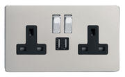 Varilight - Screwless Satin - Black/Chrome - USB Sockets product image 2