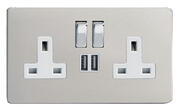 Varilight - Screwless Satin - White/Chrome - USB Sockets product image 2