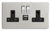 Varilight - Screwless Satin - Black/Chrome - USB Sockets product image