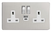 Varilight - Screwless Satin - White/Chrome - USB Sockets product image