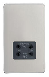 Varilight - Screwless Satin - Black - Dual Voltage Shaver Socket product image