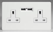 Premium White - Screwless 2 Gang 13A Unswitched Socket with USB outlets product image 3
