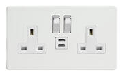 Premium White - Screwless 2 Gang 13A Socket with USB outlets product image 3