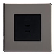 Varilight - Screwless Pewter - 2 Gang 13A Switched Socket + 2 x USB outlets product image 5