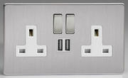 Dimension Screwless - 2 Gang 13A Sockets - Brushed Stainless Steel product image