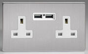 Dimension Screwless - 2 Gang 13A Sockets - Brushed Stainless Steel product image 3