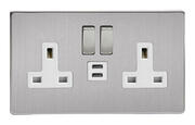 Dimension Screwless - 2 Gang 13A Sockets - Brushed Stainless Steel product image 3
