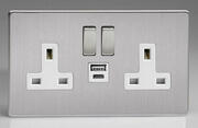 Dimension Screwless - 2 Gang 13A Sockets - Brushed Stainless Steel product image 2