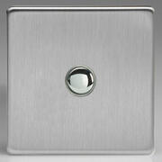 European Push to Make Momentary Switch - Brushed Steel product image