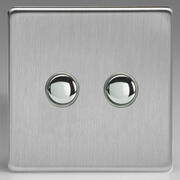 European Push On/Off Impulse Switch - Brushed Steel product image