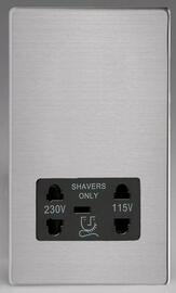 Dual Voltage Shaver Socket - Brushed Stainless Steel product image