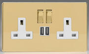 Varilight - Screwless Brass - White - USB Sockets product image 2