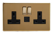 Varilight - Screwless Polished Brass - Black - USB Sockets product image 3