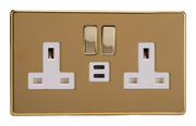 Varilight - Screwless Polished Brass - White - USB Sockets product image 3