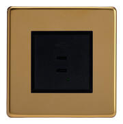 Varilight - Screwless Polished Brass - Black - USB Sockets product image 5