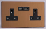 Varilight Bronze - 2 Gang 13A Socket + 2 x USB outlets - Screwless product image 3