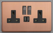 Varilight Copper - 2 Gang 13A Socket + 2 x USB outlets - Screwless product image
