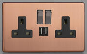 Varilight Copper - 2 Gang 13A Socket + 2 x USB outlets - Screwless product image 2