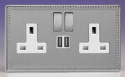 Jubilee Steel - 13 Amp 2 Gang Sockets + 2 x USB product image 2