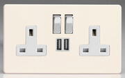 Varilight - USB Sockets - Primed - White/Chrome product image