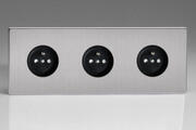 European Flush Socket - Pin Earth - Brushed Steel - Black product image 3