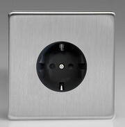 European Sockets with Schuko Earth - Brushed Steel product image