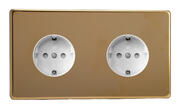 European Sockets with Schuko Earth - Polished Brass product image 4