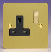 Varilight - Ultraflat Brushed Brass - Black 13 Amp DP Switched Sockets product image 2