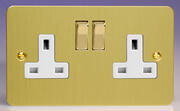 Varilight - Ultraflat Brushed Brass - White - 13 Amp DP Switched Sockets product image