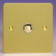 Varilight - Ultraflat Brushed Brass  - 6A 2 Way Push On/Off Impulse Switches product image