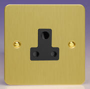 Varilight - Ultraflat Brushed Brass - Black - 5 Amp Round 3 Pin Socket product image