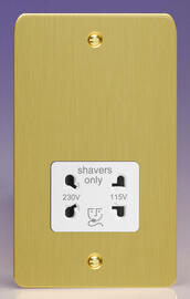 Varilight - Ultraflat Brushed Brass - White - Dual Voltage Shaver Socket 115/230v product image