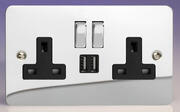Varilight - Polished Chrome - Black - Ultraflat - USB Sockets product image 2