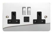 Varilight - Polished Chrome - Black - Ultraflat - USB Sockets product image 3