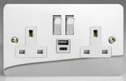 Varilight - Polished Chrome - White - Ultraflat - USB Sockets product image