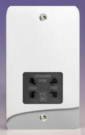 Varilight - Ultraflat Chrome - Black - Dual Voltage Shaver Socket 115/230v product image