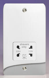 Varilight - Ultraflat Chrome - White - Dual Voltage Shaver Socket 115/230v product image